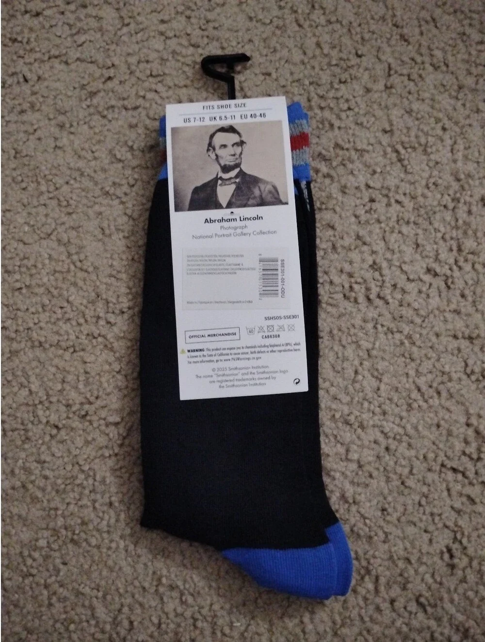 Official Smithsonian Abraham Lincoln Novelty Crew Socks